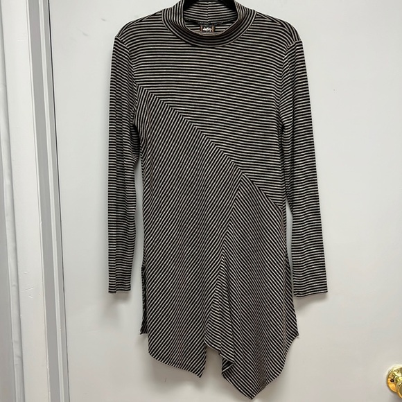 NWT Daytrip Asymmetrical Hem Split Side Striped Tunic - Picture 1 of 5